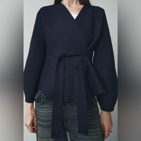 NWT ZARA BELTED SWEATER KNIT BLAZER - Picture 4 of 7